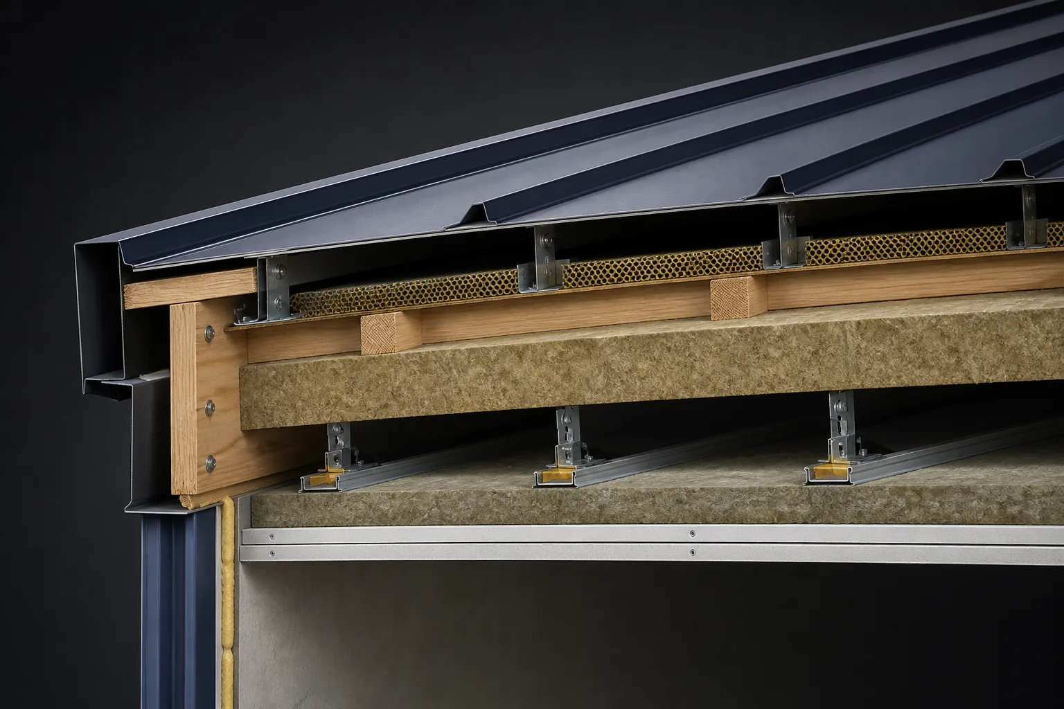 Sistema de techo con lana mineral, canales resilientes y doble placa para control acústico